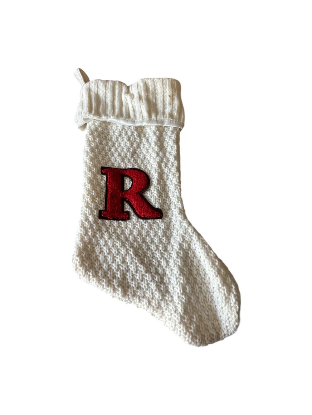 Wondershop Monogram Stocking White Knit R Letter